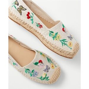 Ann Taylor Embroidered Floral Linen Blend Espadrilles